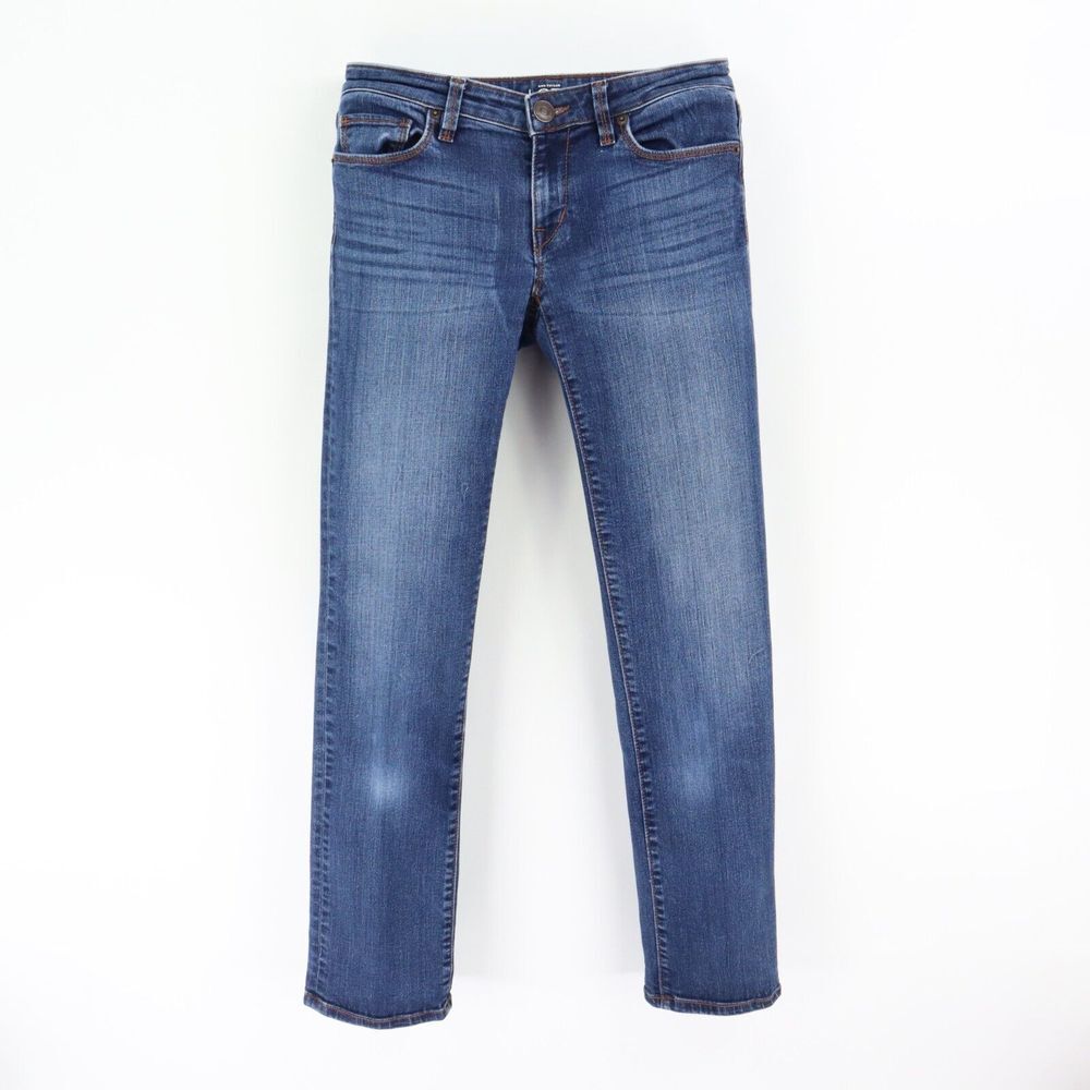 Ann Taylor LOFT Jeans Modern Straight Low Rise Womens Size 2 Blue Faded‎ Denim